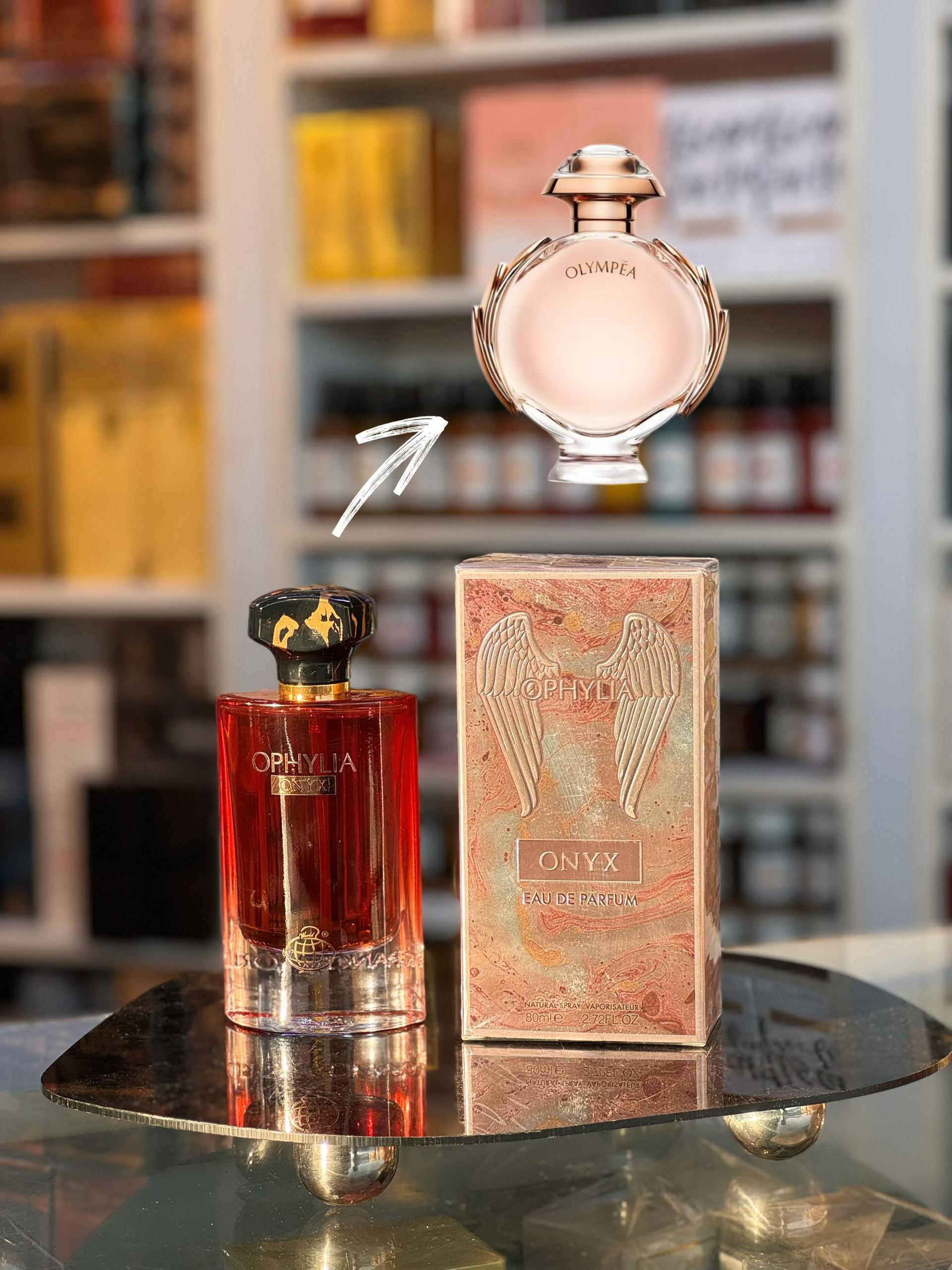 Ophylia Onyx by Fragrance World is a dupe/clone of Paco Rabanne’s Olymp?a.